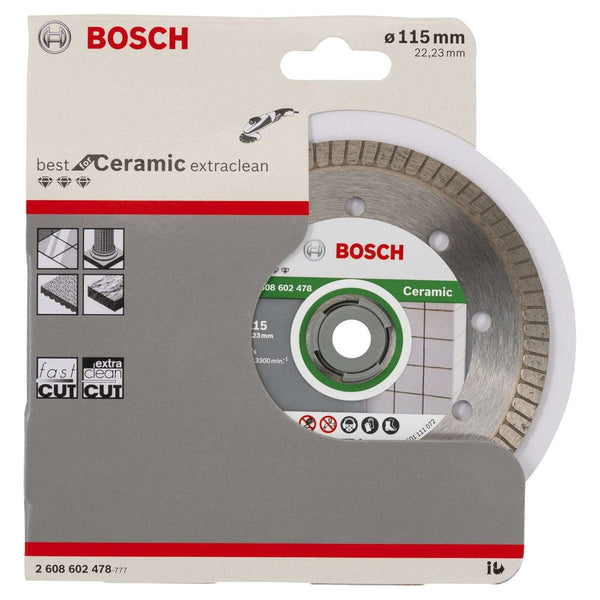 Bosch: Diamond discs  - Best for Ceramic Extra Clean Turbo 115 x 22,23 x 1,4 x 7 continuous rim -  SKU: 2608602478