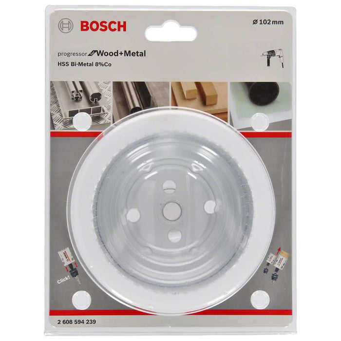 Bosch 102mm Bi-Metal Hole Saw for Wood & Metal | Progressor Series | Durable Cutting Tool