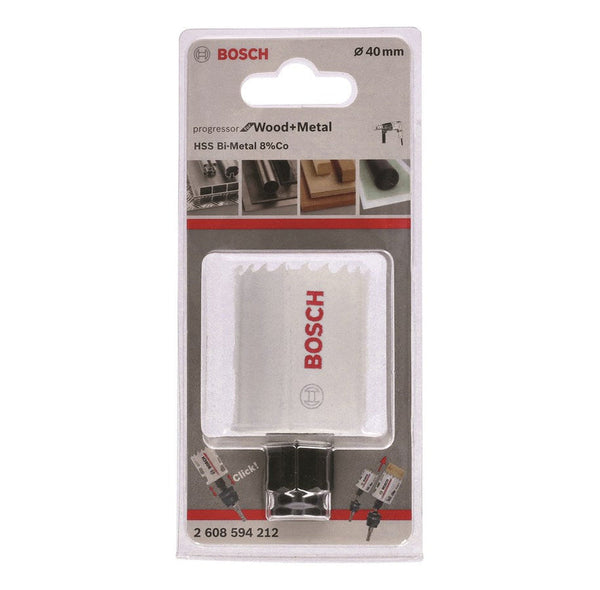 Bosch 40mm Bi-Metal Hole Saw - Progressor for Wood & Metal - High-Speed Steel (HSS) Cutting Tool