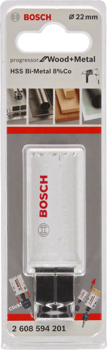 Bosch 22mm Bi-Metal Hole Saw. Progressor for Wood & Metal Cutting. Durable HSS Cutter