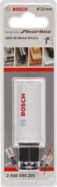 Bosch 22mm Bi-Metal Hole Saw. Progressor for Wood & Metal Cutting. Durable HSS Cutter