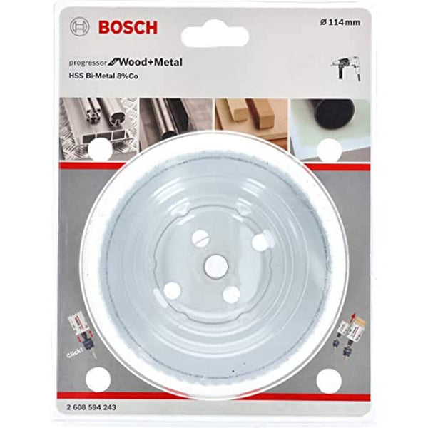BOSCH Progressor 114mm Bi-Metal Hole Saw: Wood & Metal Cutting. Durable, High-Speed Steel (HSS) for Clean Cuts