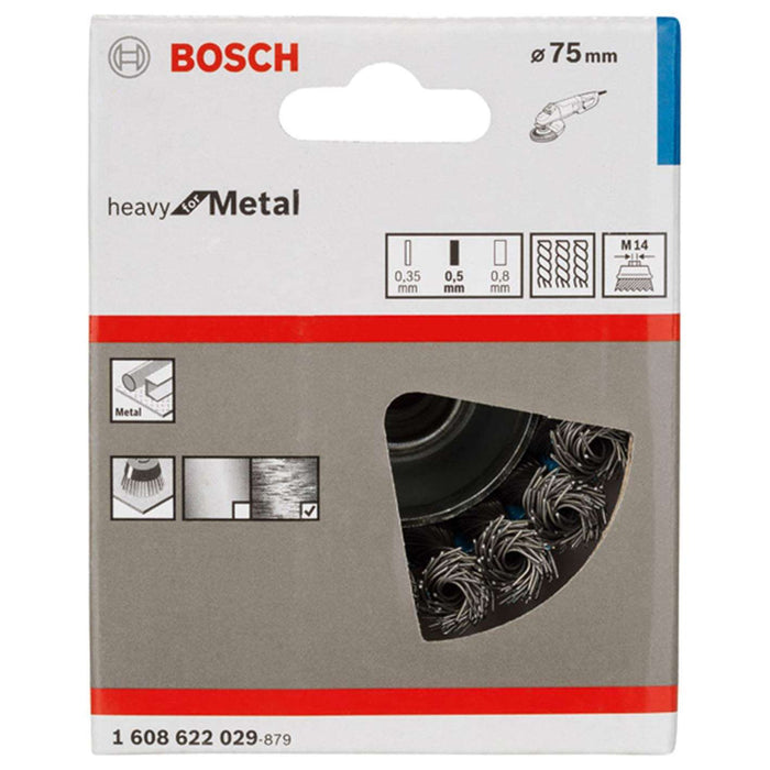 Bosch Brush - Wire cup brush 75 mm, 0,5 mm, M14 angle grinder, knotted wire -  1608622029