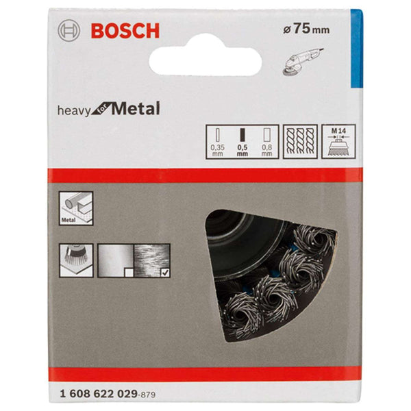 Bosch Brush - Wire cup brush 75 mm, 0,5 mm, M14 angle grinder, knotted wire -  1608622029