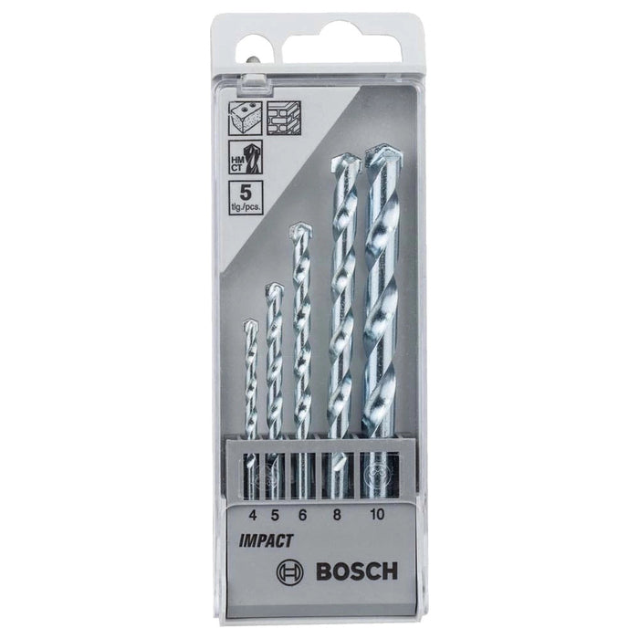 Bosch Masonry Drill Bit Set - 4mm 5mm 6mm 8mm 10mm - Impact Rated Concrete Brick Stone Drilling - Shop Now!