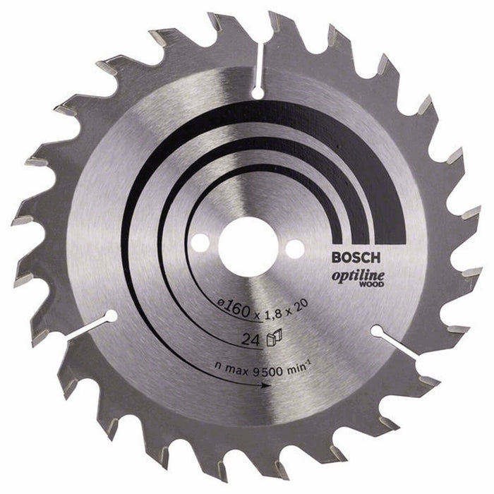 BOSCH Optiline Wood Saw Blade 160mm 24 Teeth - Wood Cutting Circular Saw Blade | chavda.com