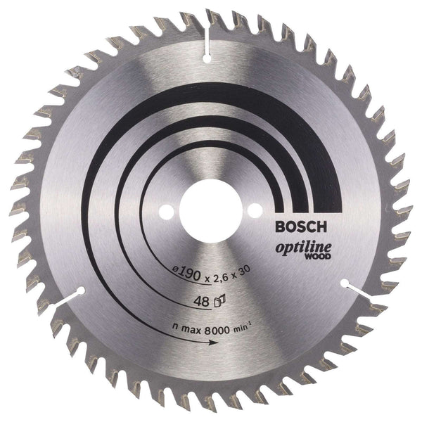 Bosch Optiline Wood Saw Blade 190mm 48T. Circular Saw Blade for Woodworking, Bosch Accessories. 2608640485