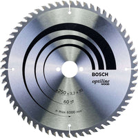 Bosch Optiline Wood Saw Blade 250mm 60T - Circular Saw Blade for Wood Cutting