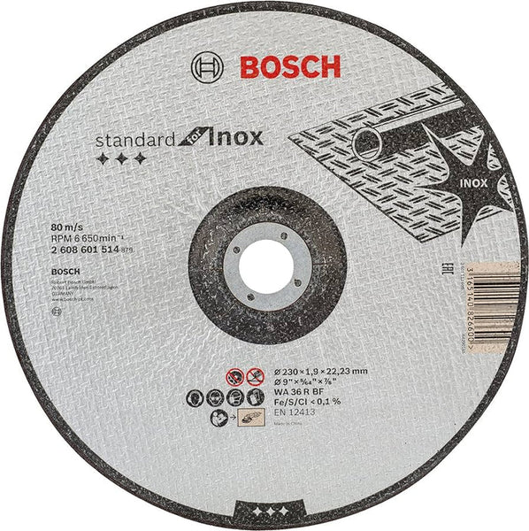 Bosch 230mm Inox Cutting Disc: Standard Stainless Steel Abrasive Wheel for Metal & Stainless Steel