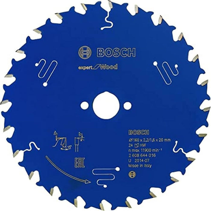 Bosch Expert Wood 160mm Circular Saw Blade - Wood Cutting, 24 Teeth (2608644016)