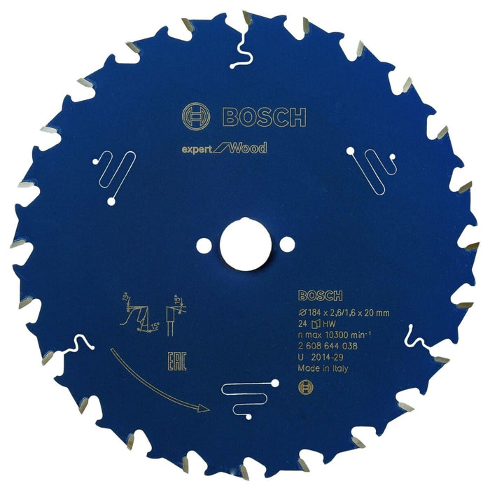 Bosch: saw blades  - Expert for Wood 184 x 20 x 2,6 mm, 24 -  SKU: 2608644038