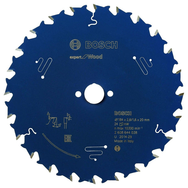 Bosch: saw blades  - Expert for Wood 184 x 20 x 2,6 mm, 24 -  SKU: 2608644038