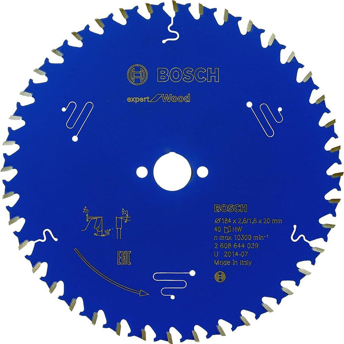 Bosch: saw blades  - Expert for Wood 184 x 20 x 2,6 mm, 40 -  SKU: 2608644039