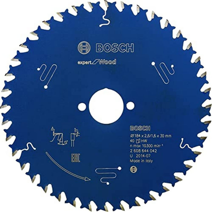 Bosch Expert Wood Saw Blade 184mm 40T - Precision Cutting for Woodworking & Carpentry Projects