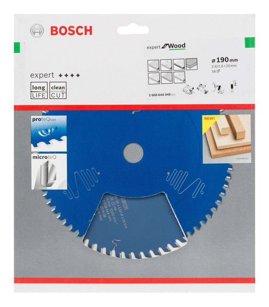 Bosch Expert Wood Saw Blade 190mm 56T - Circular Saw Blade for Wood Cutting