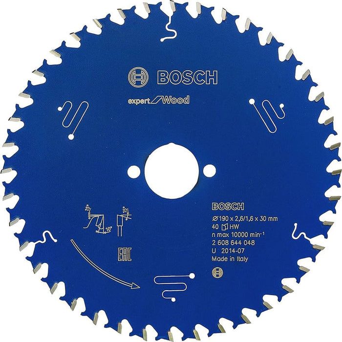 Bosch Expert Wood Circular Saw Blade 190mm - Precision Cutting for Woodworking Projects