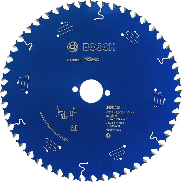 Bosch Expert Wood Saw Blade 235mm 2608644065. Carbide Tipped Circular Saw Blade for Wood Cutting, Size: 235 x 2.8/1.8 x 30 mm