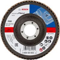 Bosch Flap discs - Flap disc Standard for Metal 115 mm, 22.23 mm, 80, angled -  2608603654