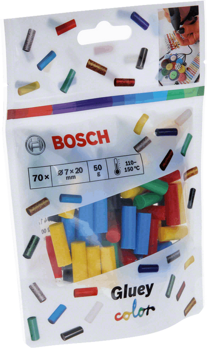 Bosch Gluey Color Glue Sticks: Hot Glue Sticks for Crafts & DIY - Multi-Color Pack Adhesive Refills