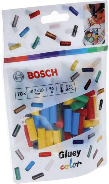 Bosch Gluey Color Glue Sticks: Hot Glue Sticks for Crafts & DIY - Multi-Color Pack Adhesive Refills