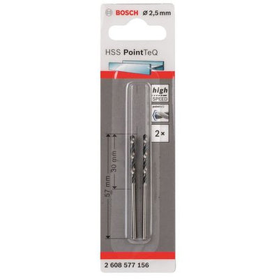 Bosch 2.5mm HSS PointTeQ Drill Bits - 2-Piece Set - High Speed Steel Drill