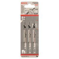 Bosch T101D Jigsaw Blades - Clean Wood Cuts, 3-Piece HCS Set