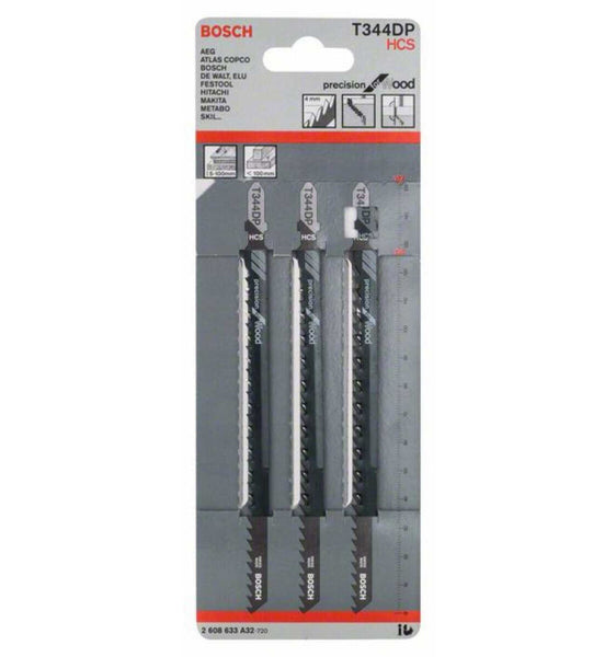 Bosch Jigsaw Blades T344DP: Precision Wood Cutting Blades. HCS for Clean Cuts.