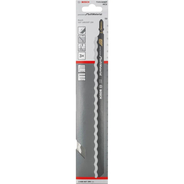Bosch T1013AWP Jigsaw Blades: Precision Soft Material Cutting, HCS, 3-Pack