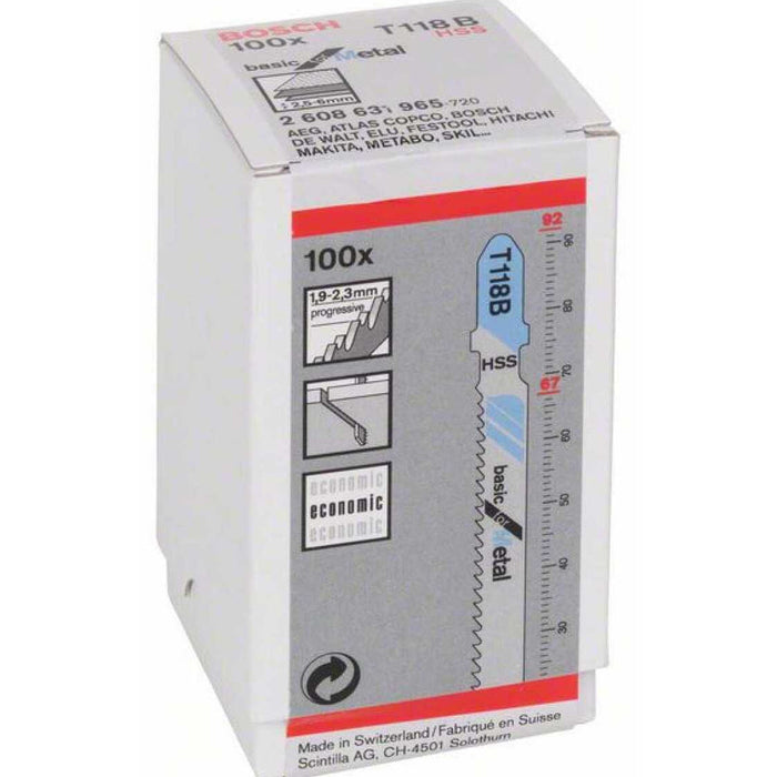 Bosch T118B Jigsaw Blades - HSS Metal Cutting - Get 100 Blades! Best for Metal!