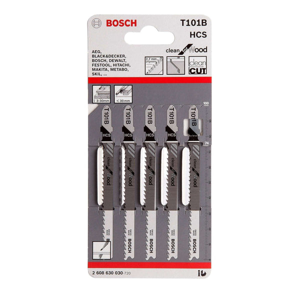 Bosch T101B Jigsaw Blades for Clean Wood Cuts | HCS 5-Piece Set