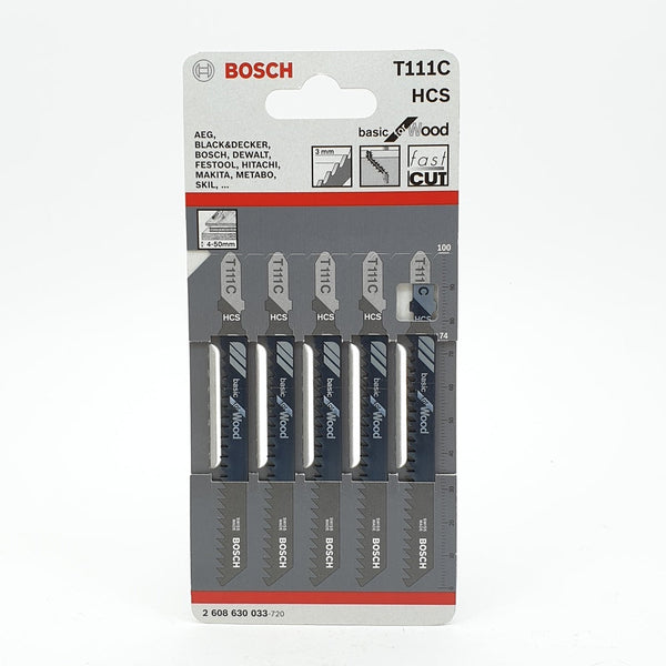 Bosch T111C Jigsaw Blades HCS for Wood - 5 Pack. Wood Cutting Blade Set.