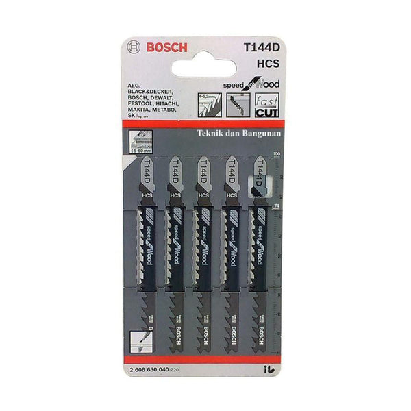 Bosch T144D Jigsaw Blades: 5-Piece Set, HCS Speed for Wood, Fast Cut Wood Blade