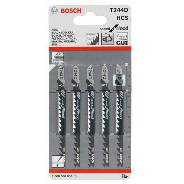 Bosch T244D HCS Jigsaw Blades: Speed for Wood, Fast Cut - Wood Cutting Blades