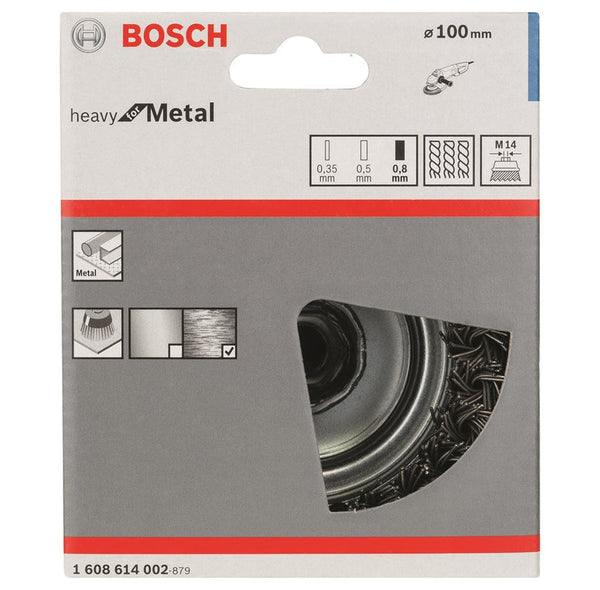 Bosch Brush - Wire cup brush 100 mm, 0,8 mm, M14 angle grinder, knotted wire -  1608614002