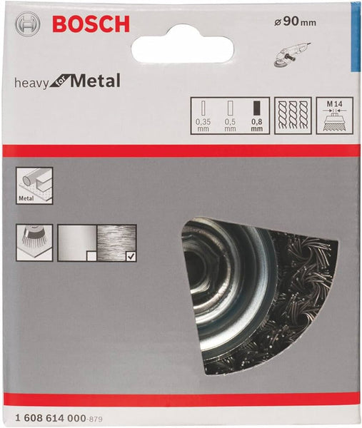 Bosch Brush - Wire cup brush 90 mm, 0,8 mm, M14 angle grinder, knotted wire -  1608614000