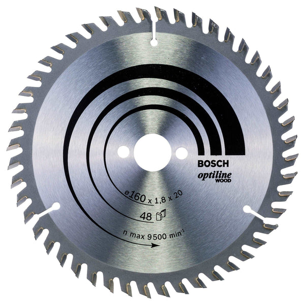 Bosch Optiline Wood 160mm Circular Saw Blade - 48 Teeth - Wood Cutting Blade for Precise Cuts