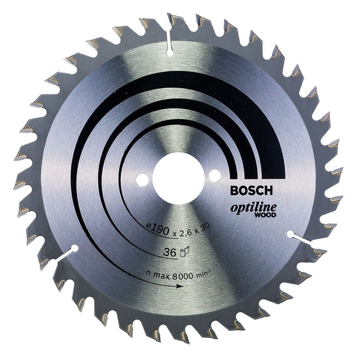 Circular Saw Blade: Bosch Optiline Wood 190mm x 30mm 36T. Wood Cutting Saw Blade.
