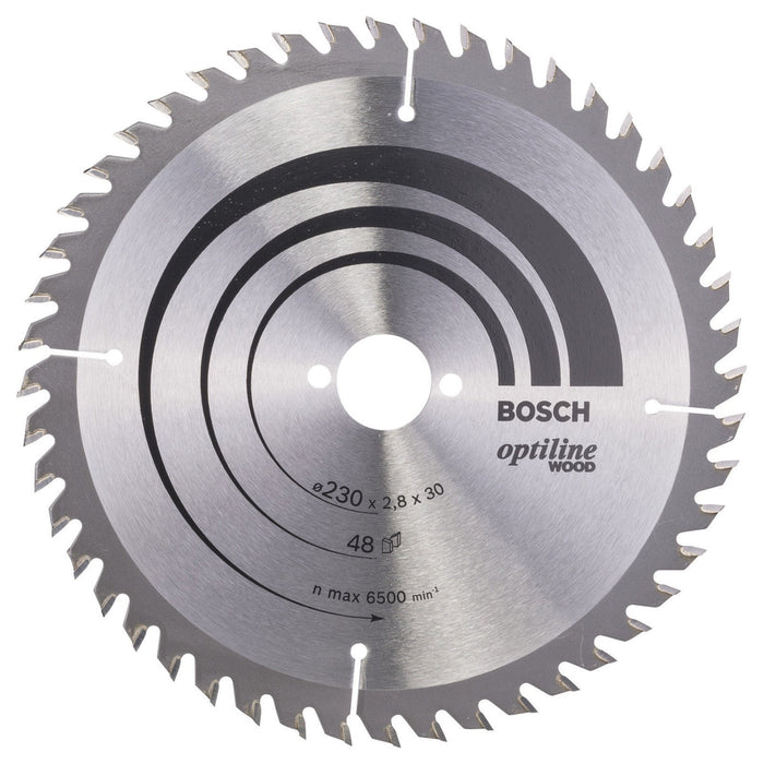 Bosch Circular Saw Blade 230mm 48T Wood Cutting Disc | Optiline Wood Series