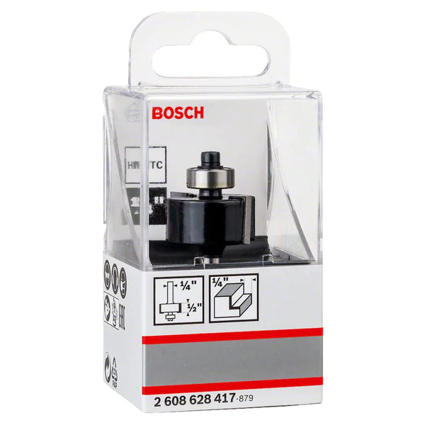 Bosch Rebating Router Bit 1/4 inch - Woodworking Edge Forming Tool for Wood Chamfering & Rabbeting