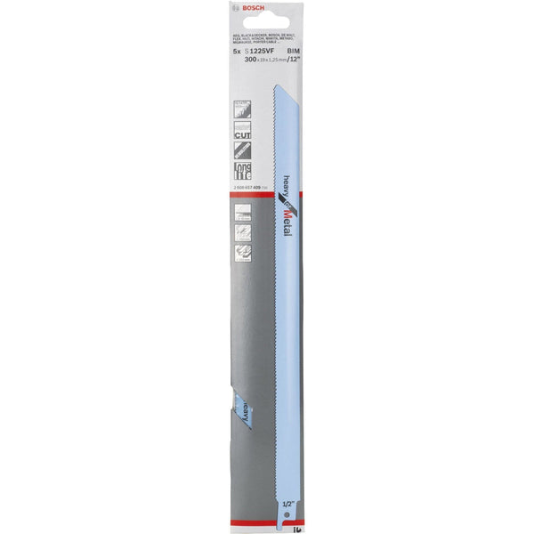 Bosch: saw blades  - BIM S 1225 VF Heavy for Metal, 5 pc -  SKU: 2608657409