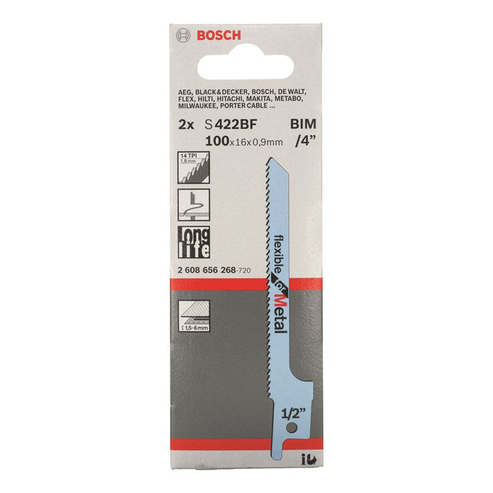 Bosch S422BF BIM Jigsaw Blade: Flexible Metal Cutting (2-Pack) - Saw Blades for Metal