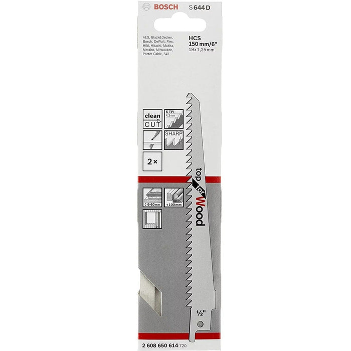 Bosch S644D Jigsaw Blade: 150mm HCS Wood Blade for Clean Cuts. Compatible with DeWalt, Makita & More!