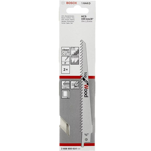 Bosch S644D Jigsaw Blade: 150mm HCS Wood Blade for Clean Cuts. Compatible with DeWalt, Makita & More!