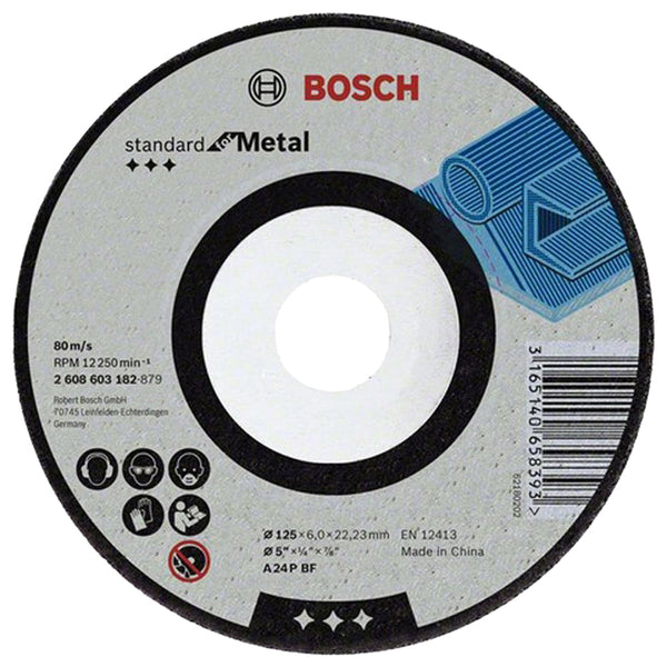 Bosch A24 P BF Metal Grinding Disc 125mm. Abrasive Wheel for Metal. Cutting Tool. Standard for Metal.