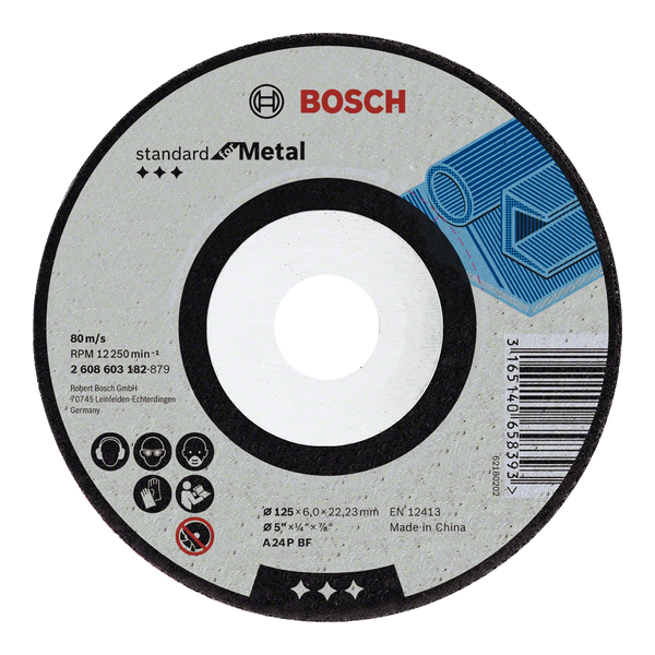 Bosch Standard Metal Grinding Disc A24P BF 5\" - Metal Cutting & Grinding Wheel