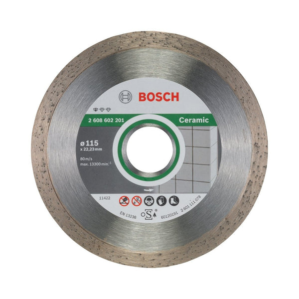 Bosch: Diamond discs  - Standard for Ceramic 115 x 22,23 x 1,6 x 7 continuous rim -  SKU: 2608602201