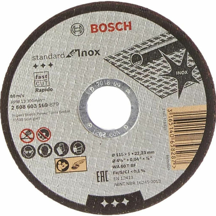 Bosch 4.5-inch Cutting Disc Inox (Stainless Steel) WA 60 T BF - Fast Cut Metal Cutting Wheel Power Tool Accessory