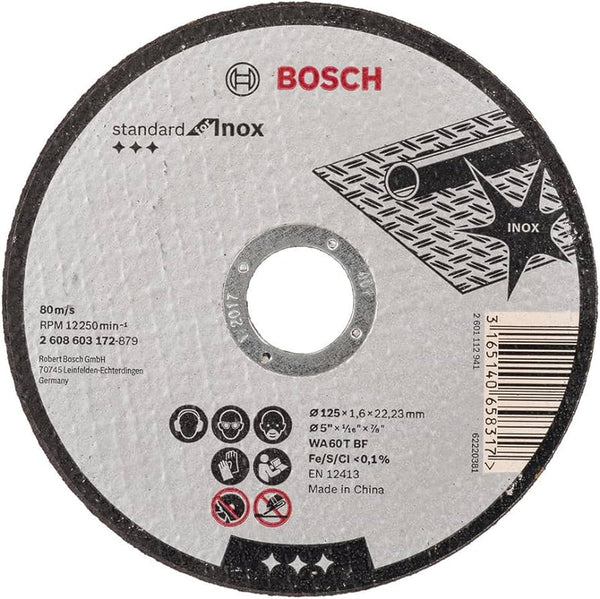 Bosch Inox Cutting Disc 125mm: Stainless Steel, Metal Cut, WA60T BF Abrasive Wheel