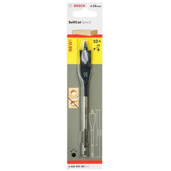 Bosch 16mm Spade Drill Bit - Self Cut Speed Woodworking Tool for Fast Cutting, Clean Holes, Hex Shank
