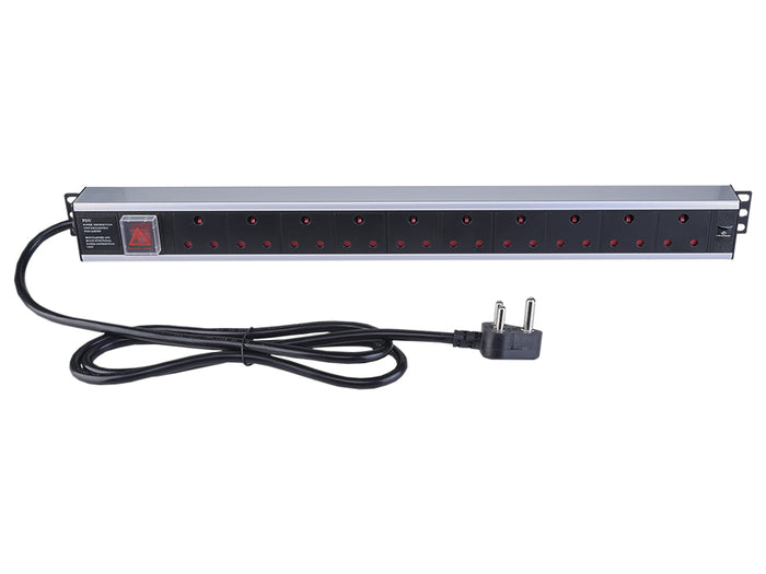 10-Way Rack Mount PDU Power Distribution Unit, Surge Protection, Outlet Strip, Black Power Cord